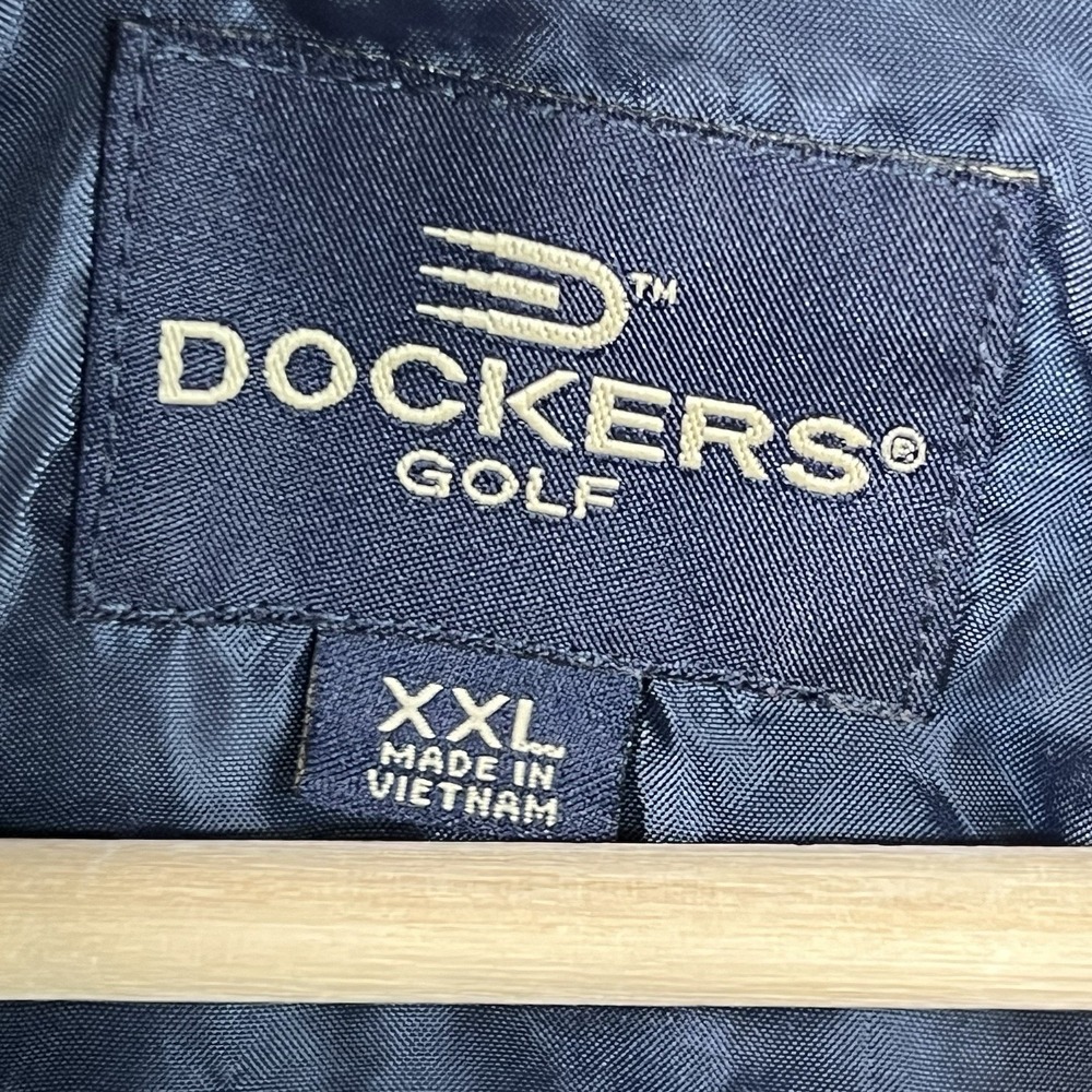 Vintage Dockers Golf Windbreaker Half Zip Blue White Men's Size 2XL Long Sleeve - Picture 3 of 11